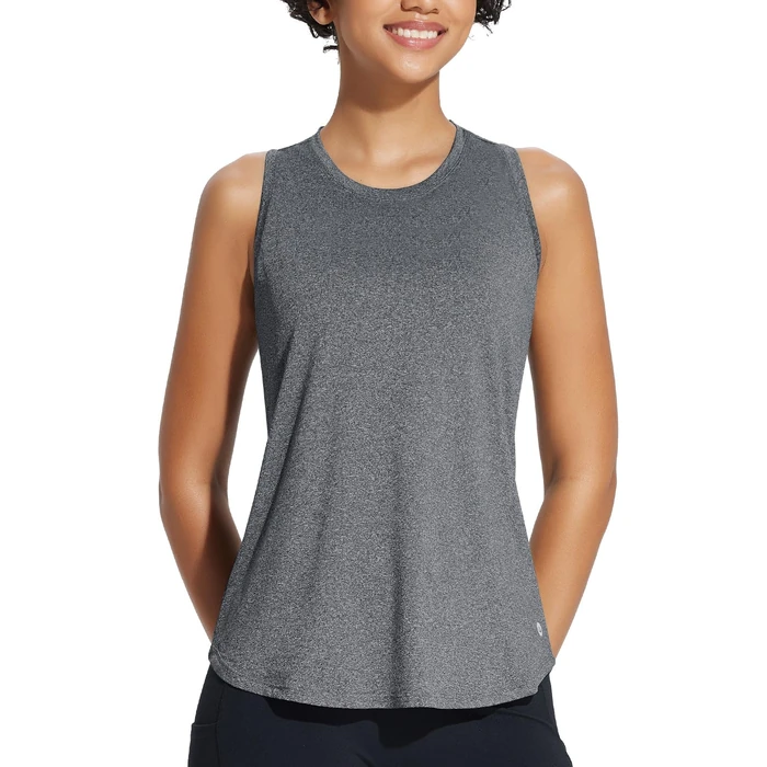 baleaf Women's Workout Tank Top Racerback Tops Sleeveless Running Shirts Loose Fit Yoga Athletic Gym Sports Grey L by baleaf - Image 2