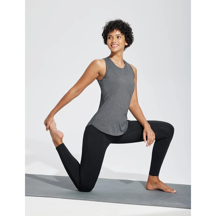 baleaf Women's Workout Tank Top Racerback Tops Sleeveless Running Shirts Loose Fit Yoga Athletic Gym Sports Grey L by baleaf - Image 3