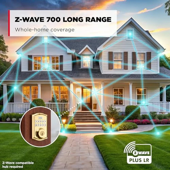 Kwikset HomeConnect 620 Z-Wave Long Range Enabled Keypad Smart Lock Convenient Keyless Entry, Customizable User Codes, Ring Alarm Compatible, Hub Required, Sold Separately Polished Brass Traditional by Kwikset - Image 3