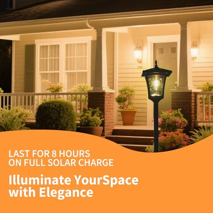 LEOKED 63" Solar Lamp Post Light,Outdoor Waterproof Solar Post Light,Garden Lights for Backyard, Pathway, Patio,Lawn, Driveway Decor by LEOKED - Image 3