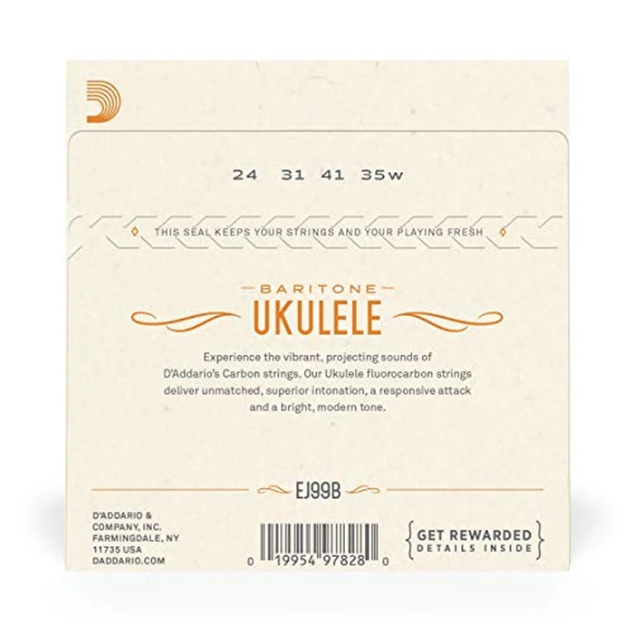 D'Addario Baritone Ukulele Strings, Fluorocarbon, EJ99B, 4-String Set, Pack of 1 by D'Addario - Image 3