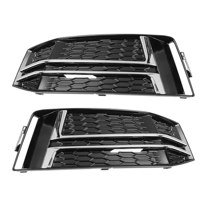 ACROPIX Fog Light Grill Front Lower Bumper Fog Light Cover Inserts for Audi A4 B9 S-Line S4 2016-2018 No.8W0807681F/8W0807682F Durable Front Left Right Black Silver Tone by ACROPIX - Image 1