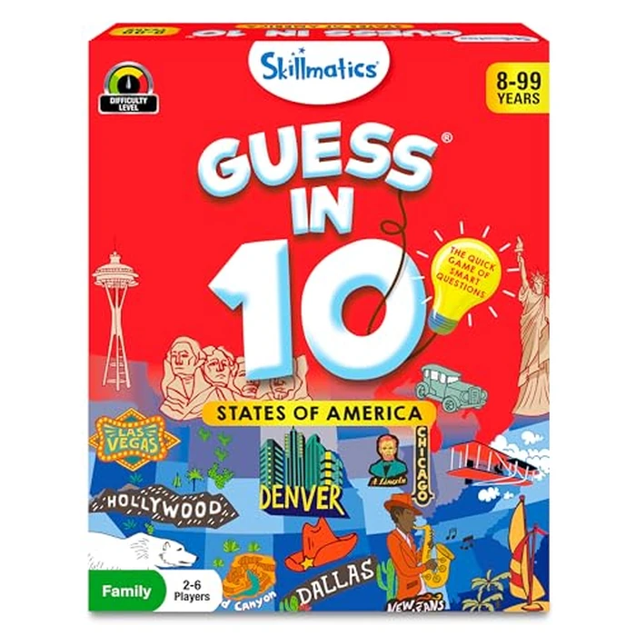 Skillmatics Guess in 10 States of America, Educational Travel Card Game for Ages 8 and Up, Boys, Girls, and Kids Who Love Board Games, Geography and History by Skillmatics - Used - Like New condition - US$13.72