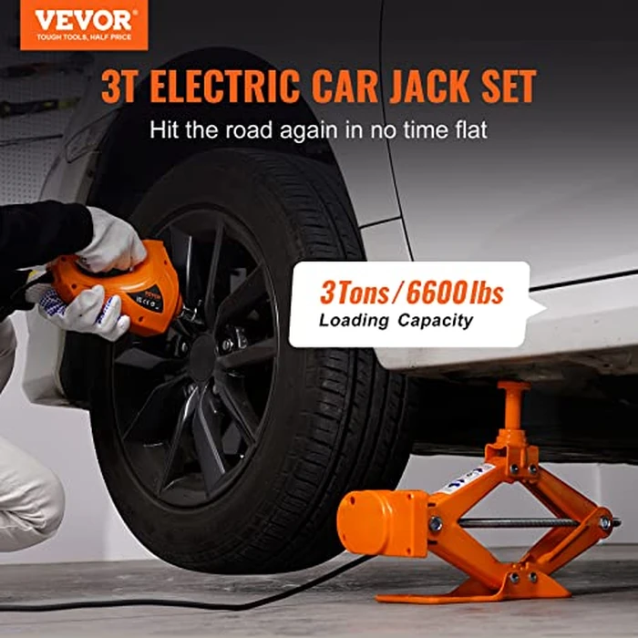 VEVOR Electric Car Jack, 3 Tons /6600 lbs 12V Electric Scissor Jack with Electric Impact Wrench, Double Saddles with Remote Control, Portable Car Jack for Sedan, SUV, Truck Tire Change Replacement by VEVOR - Image 2