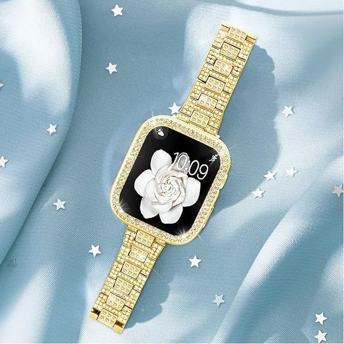 Supoix Replacement Metal Band Compatible with Apple Watch Band 38mm/40mm/41mm/42mm/44mm/45mm/46mm - Gold by Supoix - Image 2