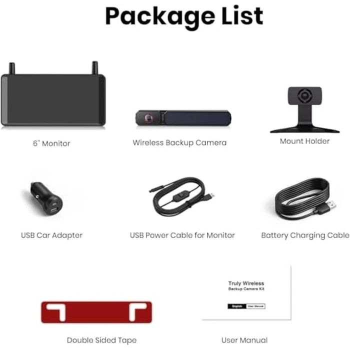 AUTO-VOX 6 Inch Solar Backup Camera Wireless: 2 Minute Install, 16:9 1080P HD Monitor, Dual Channel Split Screen, Clear Live View, DVR Recording, IP69K Waterproof Back up Camera for Car,Truck, Trailer by AUTO-VOX - Image 2