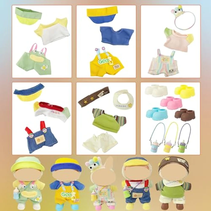 Ezcora Clothes for Doll, 5 Pack Clothes for 17cm Doll Include Pairs of Shoes, Perfect for Play & Display, Doll Outfits Accessories for Collectors (No Dolls) (Pastel Dopamine) by Ezcora - Image 7