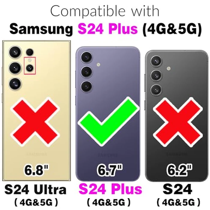 Asuwish Phone Case for Samsung Galaxy S24 Plus S24+ 5G Zipper Wallet Cover with Tempered Glass Screen Protector and Leather Flip RFID Blocking Card Holder Cell S24plus 24S + S 24 24+ Women Wine Red by Asuwish - Used - Acceptable condition - CA$7.41