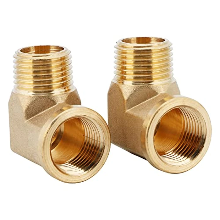 U.S. Solid 2pcs 90 Degree Barstock Street Elbow Brass Pipe Fitting 1/2" NPT Male Pipe to 1/2" NPT Female by U.S. Solid - Image 2