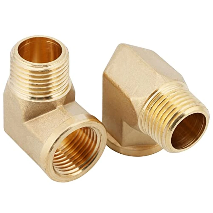 U.S. Solid 2pcs 90 Degree Barstock Street Elbow Brass Pipe Fitting 1/2" NPT Male Pipe to 1/2" NPT Female by U.S. Solid - Image 3