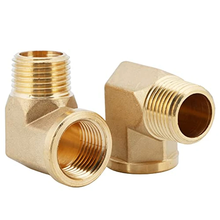 U.S. Solid 2pcs 90 Degree Barstock Street Elbow Brass Pipe Fitting 1/2" NPT Male Pipe to 1/2" NPT Female by U.S. Solid - Image 4