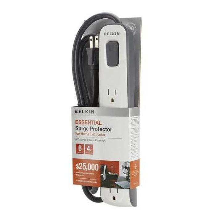Belkin 6 Outlets 630 j Surge Suppressor 4ft - White by Belkin - Image 1