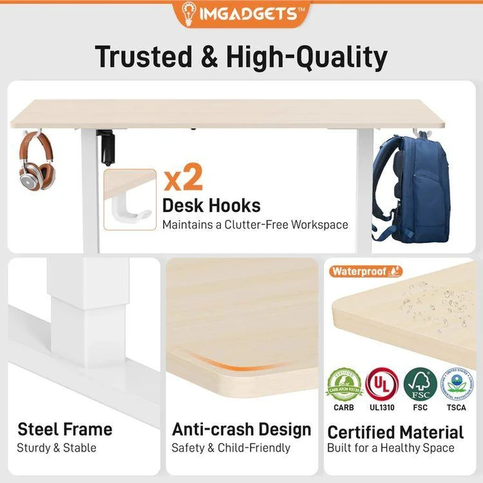 IMGadgets Standing Electric Adjustable Desk 47" x 24" - Walnut by IMGadgets - Image 2