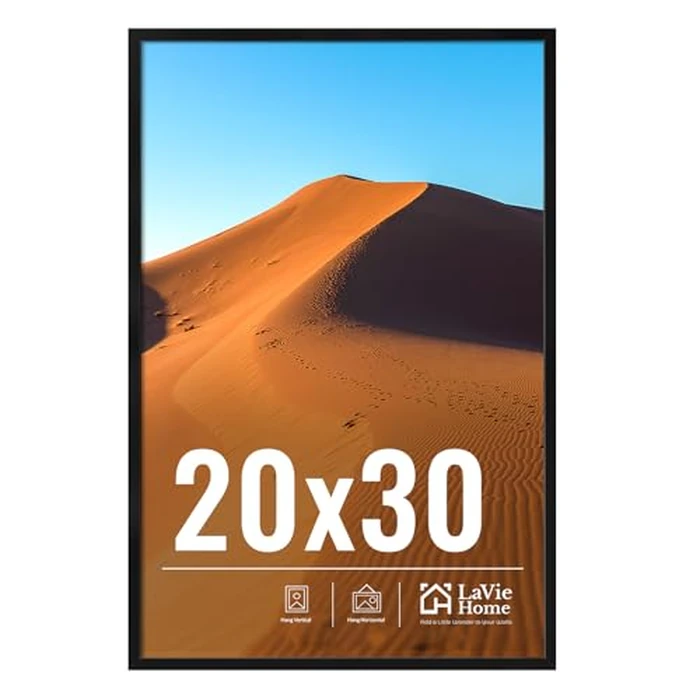 LaVie Home 20x30 Picture Frame for Wall Display, 20x30 Black Picture Frame with HD Plexiglas, 20 x 30 Poster Frame 1 Pack, Display Frame for Vertical or Horizontal, Classic Collection by LaVie Home - Used - Very Good condition - US$27.89