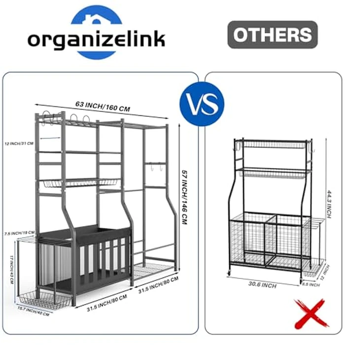 organizelink Heavy Duty Garage Sports Equipment Organizer, All-in-One Golf Bag Storage Rack & Multi-Sport Ball Holder for Basketballs, Bats & Kids Toys, Indoor/Outdoor Free Standing Gear Bin by organizelink - Image 4
