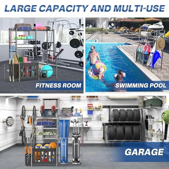 organizelink Heavy Duty Garage Sports Equipment Organizer, All-in-One Golf Bag Storage Rack & Multi-Sport Ball Holder for Basketballs, Bats & Kids Toys, Indoor/Outdoor Free Standing Gear Bin by organizelink - Image 7