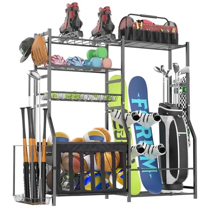organizelink Heavy Duty Garage Sports Equipment Organizer, All-in-One Golf Bag Storage Rack & Multi-Sport Ball Holder for Basketballs, Bats & Kids Toys, Indoor/Outdoor Free Standing Gear Bin by organizelink - Image 9