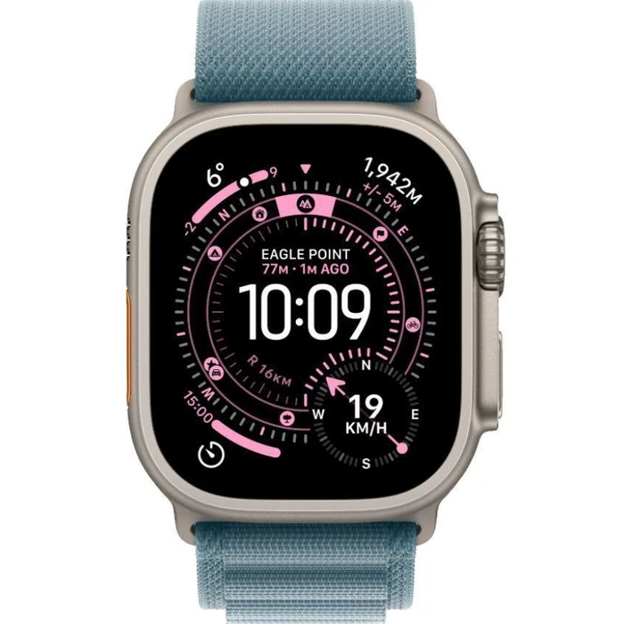 Apple Watch Ultra 3 - 64GB - 49mm - Natural Titanium Case with Light Blue Nylon Weave Alpine Loop Band - Large Size by Apple - Image 1
