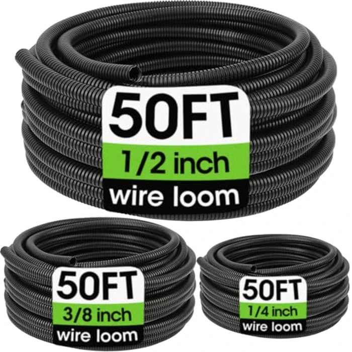 Wire Loom 1/4", 1/2", 3/8 Inch x 50 FT, Split Wire Loom Tubing Wire Conduit, Cable Sleeves Bulk Flexible Electrical Conduit Protective kit by YesBes - Used - Very Good condition - US$25.01