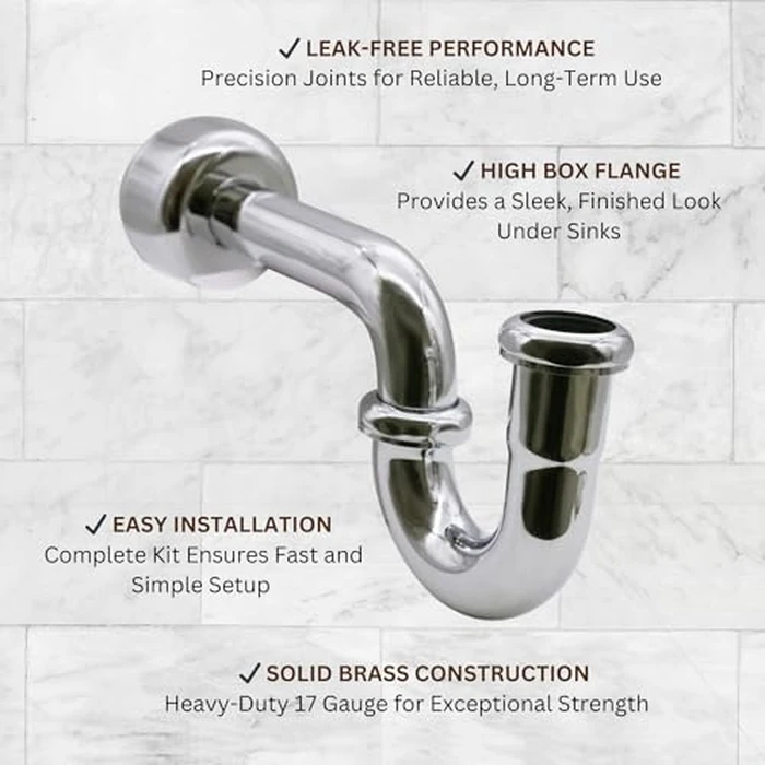 Westbrass CO401-8-05 1-1/4" Brass Bathroom Sink P-Trap with 8" Slip Joint Extension Tube, Polished Nickel by Westbrass - Image 6