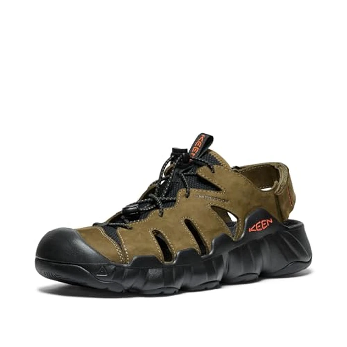 KEEN Men's Hyperport H2 Closed Toe Breathable Easy On Comfortable Hiking and Water Sandals, Dark Olive/Black/Leather, 11 by KEEN - Used - Like New condition - CA$104.64
