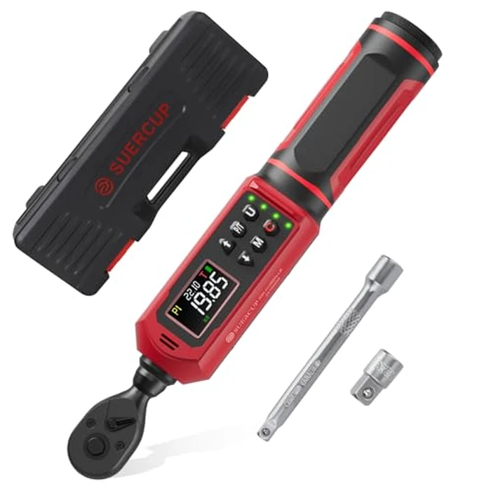SUERCUP 1/4-inch Digital Torque Wrench(0.33-22.1Ft.Lb/0.45-30N.m) +/-1% Accuracy Digital Torque Wrench with Vibration, Buzzer,LED Notification and Five Units of Measure, for Bike, DIY and Home Repair by SUERCUP - Used - Like New condition