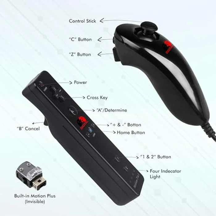 Digital Dynasty 2 Pack Motion Plus Wii Controller with Nunchuks - Wii Remote with Nunchuks Compatible with Nintendo Wii & Wii U (Black) by Digital Dynasty - Image 2