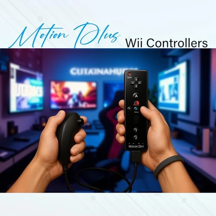 Digital Dynasty 2 Pack Motion Plus Wii Controller with Nunchuks - Wii Remote with Nunchuks Compatible with Nintendo Wii & Wii U (Black) by Digital Dynasty - Image 5