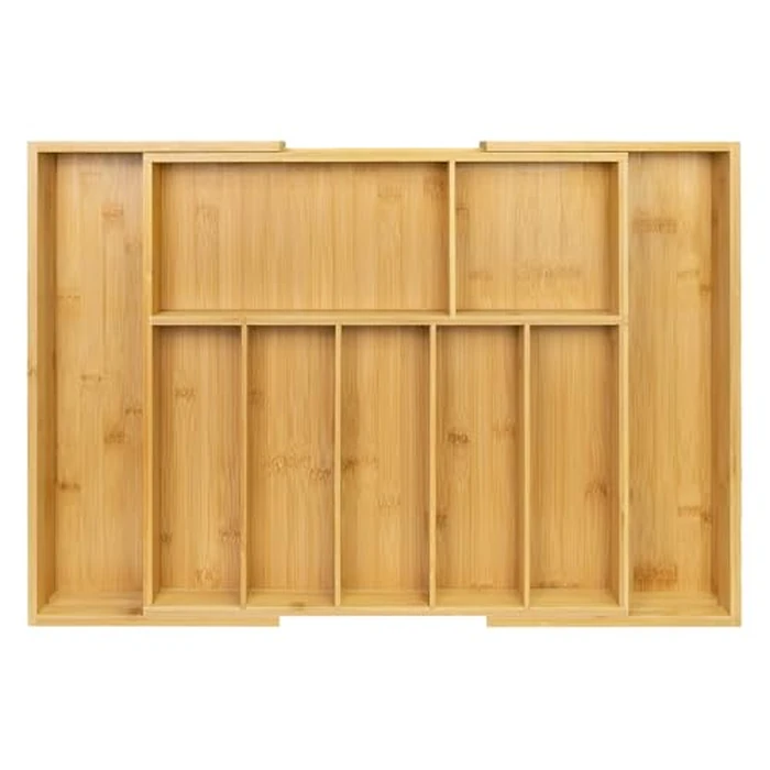 Utoplike Extra Large Kitchen Drawer Organizer, Expandable Bamboo Cutlery Tray Drawer Organizer, Utensil Drawer Organizer for Silverware, Flatware, 7-9 Slots Cutlery Tray by Utoplike - Image 1
