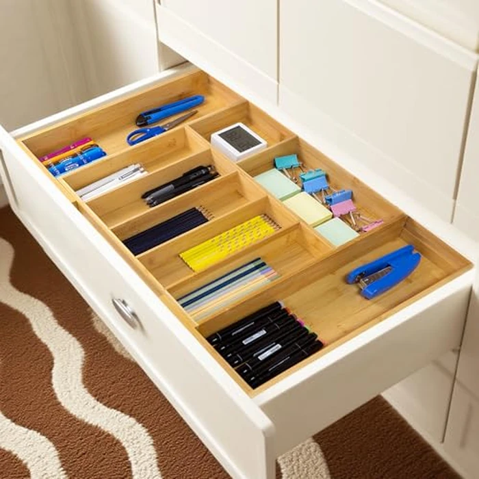 Utoplike Extra Large Kitchen Drawer Organizer, Expandable Bamboo Cutlery Tray Drawer Organizer, Utensil Drawer Organizer for Silverware, Flatware, 7-9 Slots Cutlery Tray by Utoplike - Image 6