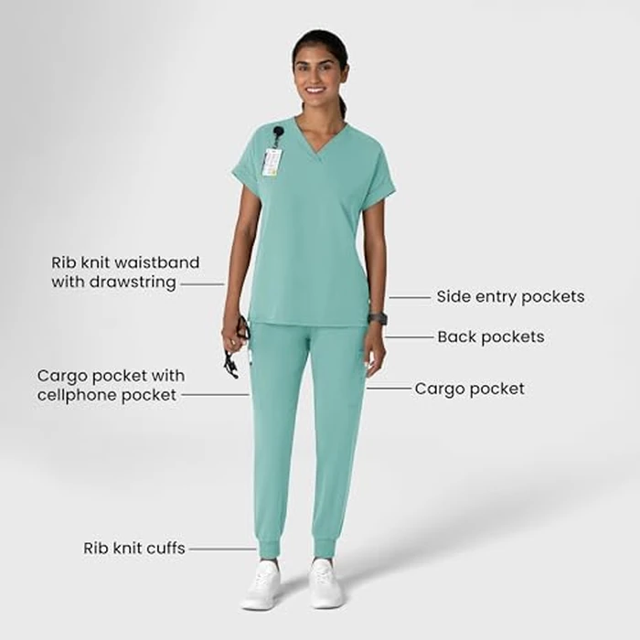 Wink Nova Women's Jogger Utility Scrub Pant - Turquoise, S Petite by WINK - Image 4
