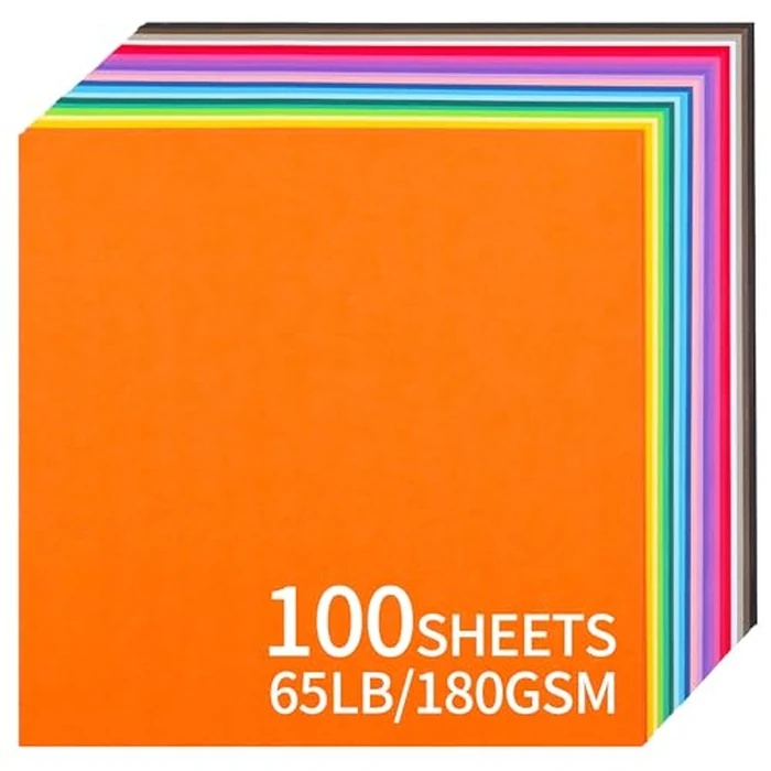 Colored Cardstock - 12 x 12 inch / 100 Sheets / 20 Colors Paper 65lb 180g UAP10 by Uncle Paul - Image 1