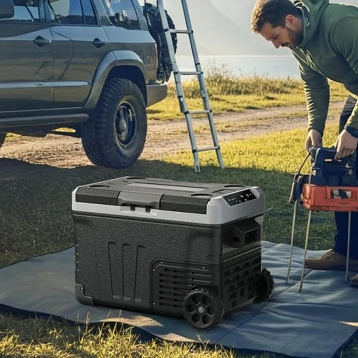 EUHOMY 12 Volt Refrigerator, 53QT(50L) Electric Cooler, Portable Freezer 12V/24V DC 100-240V AC, 12V Fridge -4℉~68℉, 12V Cooler with Wheels & 2 Baskets for Travel,Camping,Truck,Boat by EUHOMY - Image 8