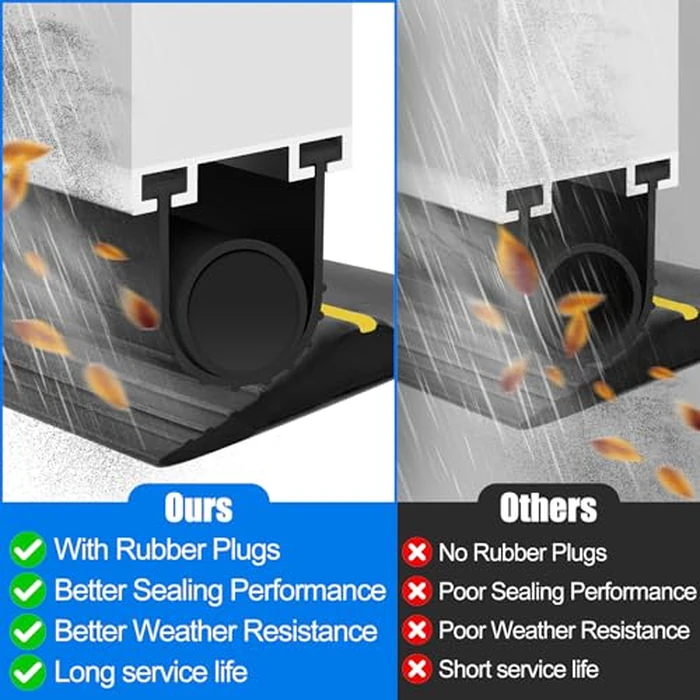 ToLanbbt Garage Door Bottom Rubber Seals 16.4FT Garage Door Weather Stripping Kit Seal Strip Replacement with 5/16" T Ends & 2 End Plugs Universal U+O Ring Weatherproof Garage Door Bottom Seal, Black by ToLanbbt - Image 4