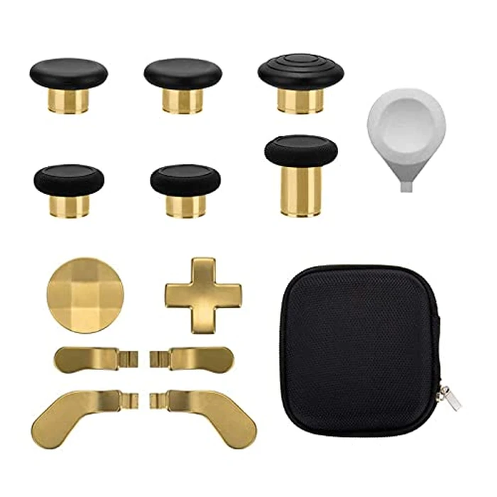 13 in 1 Metal Thumbsticks for Xbox One Elite Series 2, Elite Series 2 Controller Accessory Parts, Gaming Accessory Replacement, Metal Mod 6 Swap Joystick, 4 Paddles, 2 D-Pads, 1 Tool (Plating Gold) by CometSouth - Used - Like New condition