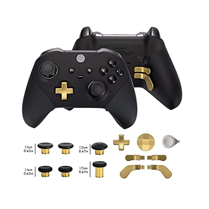 13 in 1 Metal Thumbsticks for Xbox One Elite Series 2, Elite Series 2 Controller Accessory Parts, Gaming Accessory Replacement, Metal Mod 6 Swap Joystick, 4 Paddles, 2 D-Pads, 1 Tool (Plating Gold) by CometSouth - Image 2