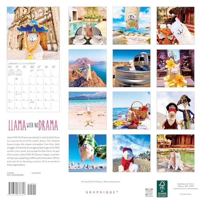 Graphique 2025 Llama with No Drama Wall Calendar | 12” x 12” | Thick Paper | Home & Office Organizer | Large Monthly Grid | 3 Languages & Marked Holidays | 4 Month Preview Page for 2026 by Graphique - Image 4