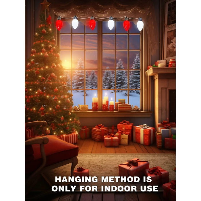 12 Pack Large C9 Christmas Decorations Outdoor, Waterproof C9 Christmas Lights Plug in with 2 Modes and Timer, Pathway Light for Party Indoor Yard Patio Walkway Garden Xmas Decoration (Red and White) by EXF - Image 5