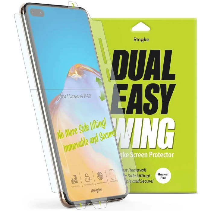 Ringke Dual Easy Wing Screen Protector for Huawei P40 (2 Pack) - Clear by Ringke - Image 1