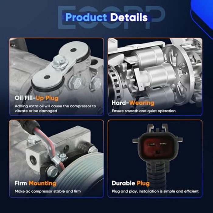 ECCPP AC Compressor 1999-2001 for Dodge Dakota for Dodge for Ram 1500 2500 3500 3.9L 5.2L 5.9L 8.0L A/C Compressor with Clutch SD7H15 Fast Cooling by ECCPP - Image 4