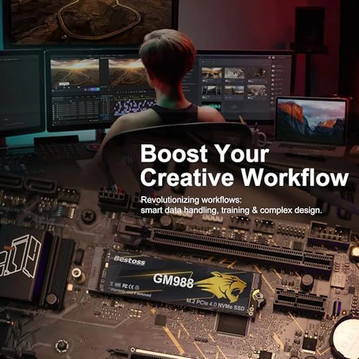 M.2 2280 NVMe SSD 1TB PCIe Gen 4, Up to 7300MB/s, SLC Cache & HMB, PS5/PC/Laptop Upgrade, Tailored for Gamers, Video Editors, High-End Creators, and AI Developers Demanding Blazing-Fast Speed GM988 by Bestoss - Image 4