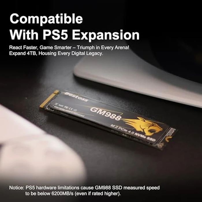 M.2 2280 NVMe SSD 1TB PCIe Gen 4, Up to 7300MB/s, SLC Cache & HMB, PS5/PC/Laptop Upgrade, Tailored for Gamers, Video Editors, High-End Creators, and AI Developers Demanding Blazing-Fast Speed GM988 by Bestoss - Image 5