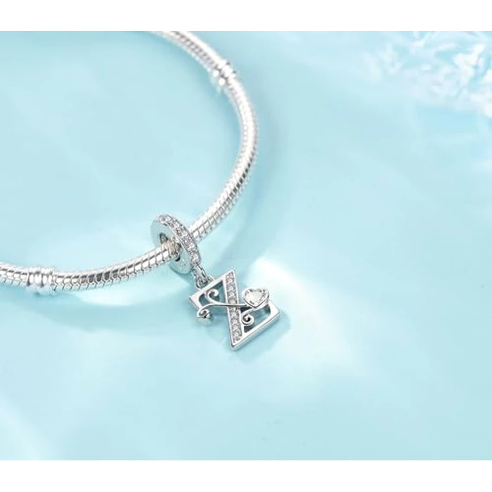 XOYOYZU Silver Letter Charm Fit for Pandora Charms Bracelet Alphabet Initial Dangle Charms Beads Jewelry Gifts for Women Z by XOYOYZU - Image 2