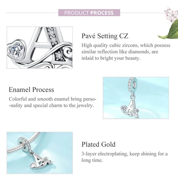 XOYOYZU Silver Letter Charm Fit for Pandora Charms Bracelet Alphabet Initial Dangle Charms Beads Jewelry Gifts for Women Z by XOYOYZU - Image 4