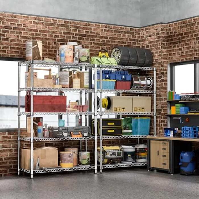 IZEUK 5-Tier Heavy Duty Metal Storage Shelving Unit (Chrome, 17.7" D x 47.2" W x 72.3" H, 1750 lbs Capacity), Adjustable Steel Wire Rack Shelf Organizer for Garage, Kitchen, Pantry, Basement, Laundry by IZEUK - Image 6