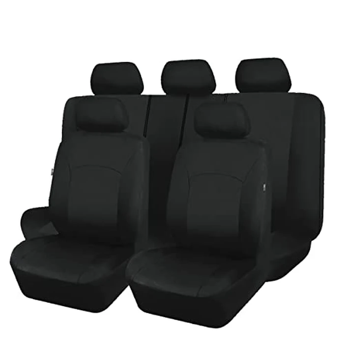 Flying Banner Car Seat Covers Front Seats Rear Bench Polyester car seat Protectors Easy installations Rear Bench Split Classic Man Lady Truck (Full Set -- Low Back, Solid Black) by Flying Banner - Image 1