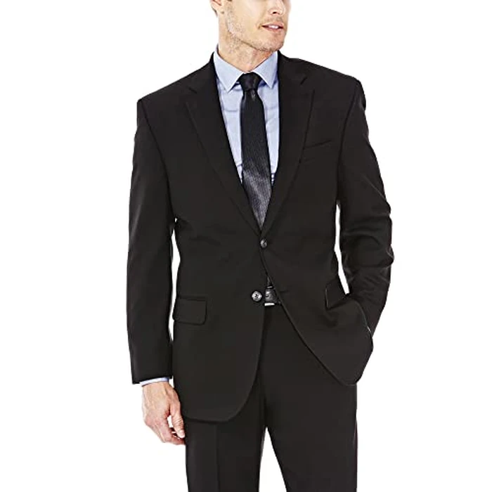 J.M. Haggar Men's Premium Performance Stretch Stria 2-Button Suit Separate Coat, Black, 44 Regular by Haggar - Used - Like New condition - US$80.93