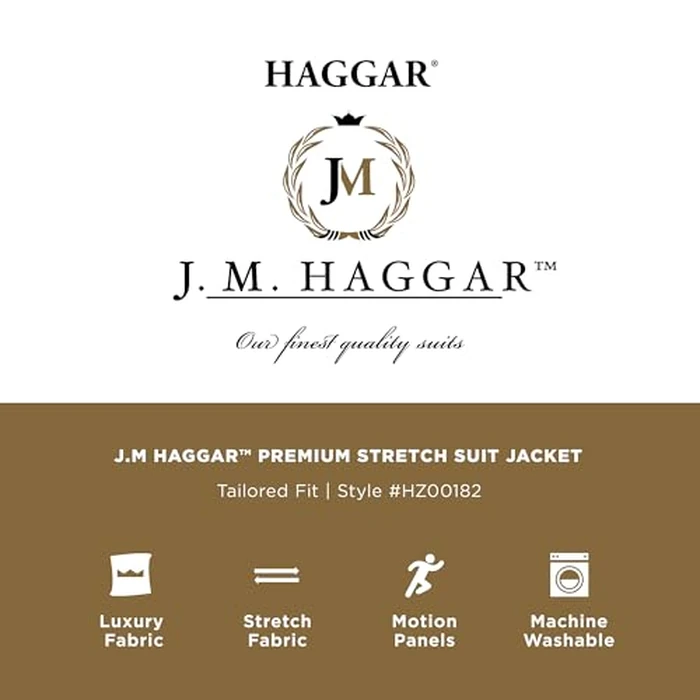 J.M. Haggar Men's Premium Performance Stretch Stria 2-Button Suit Separate Coat, Black, 44 Regular by Haggar - Image 5