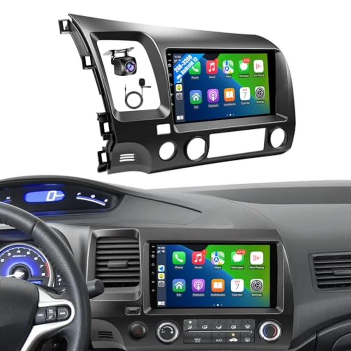 Leadfan Car Radio for Honda Civic 2006-2011 Stereo Compatible with Wireless JBL Apple Carplay Android Auto, 10.1Inch Touchscreen Bluetooth GPS Navigation WiFi Backup Camera MIC （J.B.L Version） by Leadfan - Used - Very Good condition