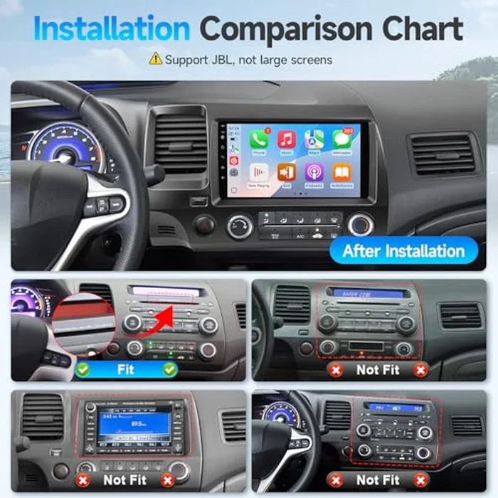 Leadfan Car Radio for Honda Civic 2006-2011 Stereo Compatible with Wireless JBL Apple Carplay Android Auto, 10.1Inch Touchscreen Bluetooth GPS Navigation WiFi Backup Camera MIC （J.B.L Version） by Leadfan - Image 2